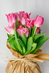 bouquet of pink tulips