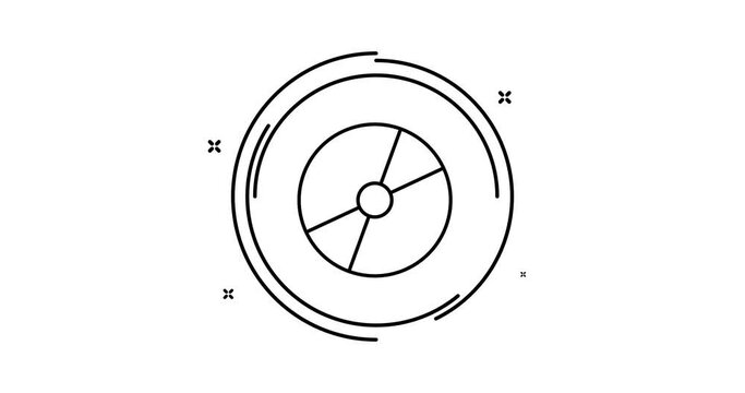 cd disc animated outline icon with alpha channel. cd disc rotation appearance 4k video animation for web, mobile and ui design