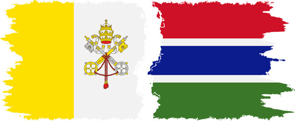 Gambia and Vatican grunge flags connection vector