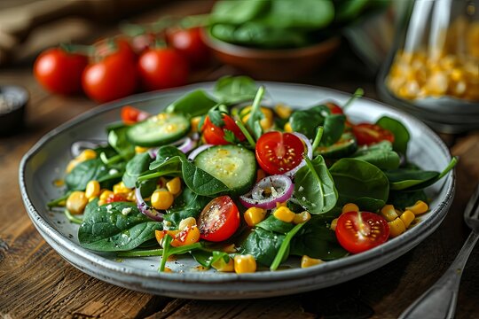 Organic fresh vegetables with diet menu and healthy salad food isolated on wooden background