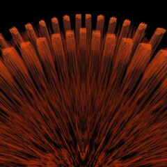 3d exploding style view of glowing orange gold petal pattern on a black background