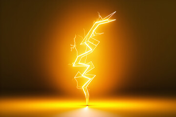 Symbol of a flash of thunder isolated on a black background. 3D rendering illustration, generated by AI.