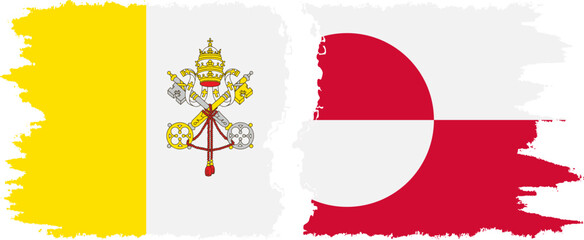 Greenland and Vatican grunge flags connection vector
