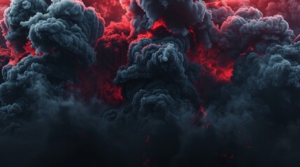 Red smoky background with abstract swirling patterns in dark atmosphere for design projects