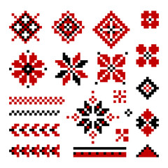 Ukrainian embroidery ethnic decorative ornamental elements textile design vector illustration