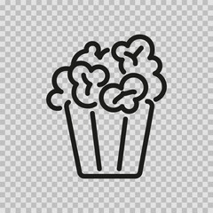 Popcorn icon vector editable stroke, Popcorn line symbol, Popcorn sign outline on transparent background.
