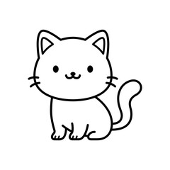 Cat icon. Coloring book. Cute cat. Wild animal. Mascot. Character design. Kitten. Animal sign. Veterinary clinic icon. Logo template. Cat sign. Kawaii sticker. Kawaii animals. Cartoon cat. Kid graphic