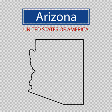 Arizona state outline map, United States of America line icon, map borders of the USA Arizona state.