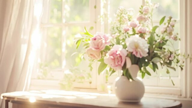 Spring flowers in vintage vase, beautiful floral arrangement, home decor, wedding and florist design..