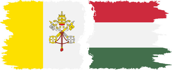 Hungary and Vatican grunge flags connection vector