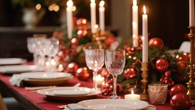 Christmas table decor, holiday tablescape and dinner table setting, formal event decoration for family celebration, English country and home styling
