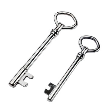 two silver chrome steel keys