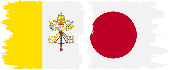 Japan and Vatican grunge flags connection vector