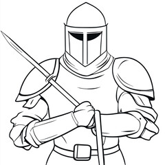 knight, vector illustration line art