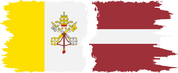 Latvia and Vatican grunge flags connection vector
