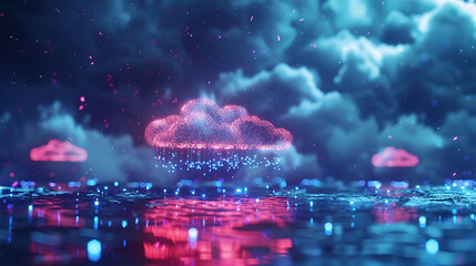 Illustration present cloud storage and computing vision to modern technology