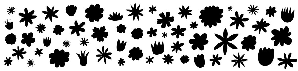 Cute vector flower doodle set
 - obrazy, fototapety, plakaty