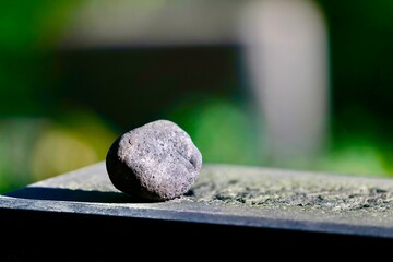 Rock on Jewish tombstone in Gliwice