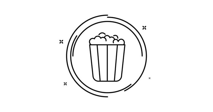 popcorn animated outline icon with alpha channel. popcorn rotation appearance 4k video animation for web, mobile and ui design