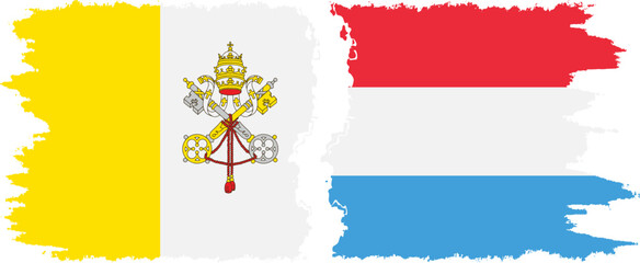 Luxembourg and Vatican grunge flags connection vector
