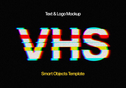 VHS Error Glitch Text Effect Mockup
