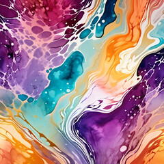 Closeup of abstract watercolor paint background texture with liquid fluid marbled paper texture banner texture. Generative AI (생성형 AI)