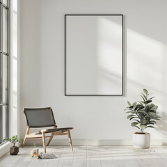 Blank Black Wooden Frame Mockup for Poster Wall Display