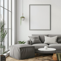 Simple A4 Size Vertical Frame Mockup on Wall