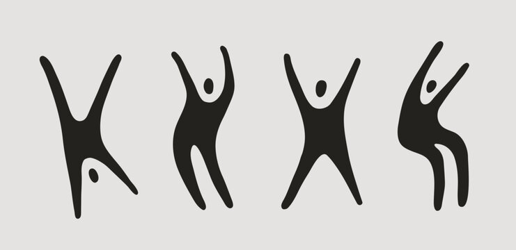 Set of cheerful abstract silhouettes of people. Hand-drawn elements for decor. Vector illustration.	
