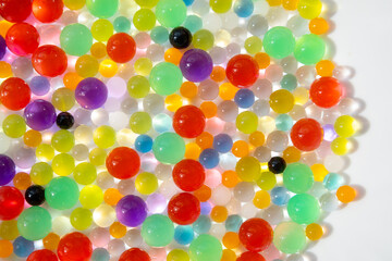 Multicolored hydrogel background, stem concept for kids.