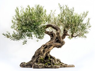 A large olive tree with a trunk that is split in half