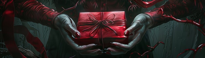 Present wrapped in devilish elegance surreal and professional
