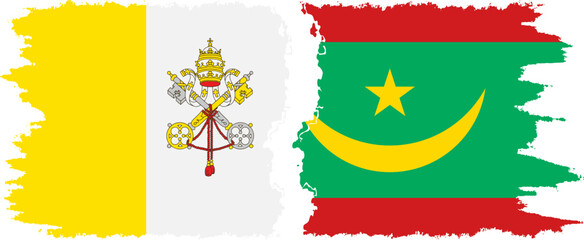 Mauritania and Vatican grunge flags connection vector