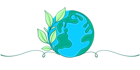 Obraz premium Earth line art style vector illustration, Earth day line art illustration, environment day line art vector illustration