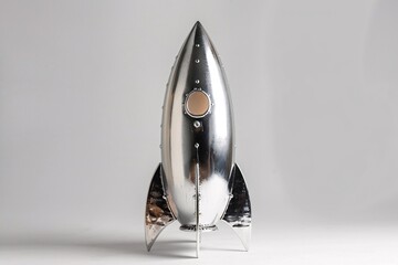a silver rocket model