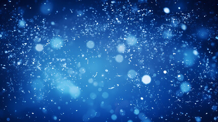 Obraz na płótnie Canvas abstract blue background with bokeh lights and falling snowflakes