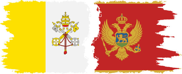 Montenegro and Vatican grunge flags connection vector