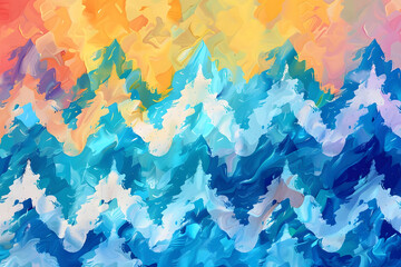 Fototapeta premium Abstract background with a zigzag design of color palette reminiscent of a summer beach scene 