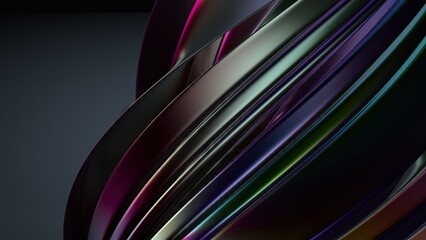 Metal Wave-like Plate Rainbow Reflection Modern Artistic Pop Culture Elegant Modern 3D Rendering Abstract Background