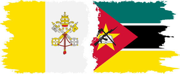 Mozambique and Vatican grunge flags connection vector