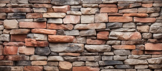 Obraz premium A close-up view of a sturdy stone wall built with small rocks, showcasing a textured and uniform construction pattern. The wall appears solid and well-crafted.