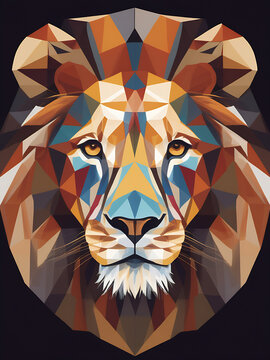 Art digital géométrique : Lion