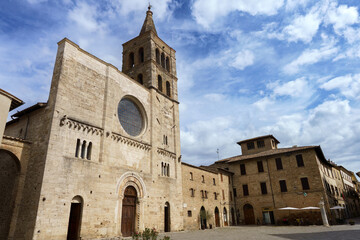 Fototapeta na wymiar Historic buildings of Bevagna, Umbria, Italy: the Silvestri square