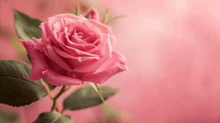 Pink Rose on the Pink Isolated Background.