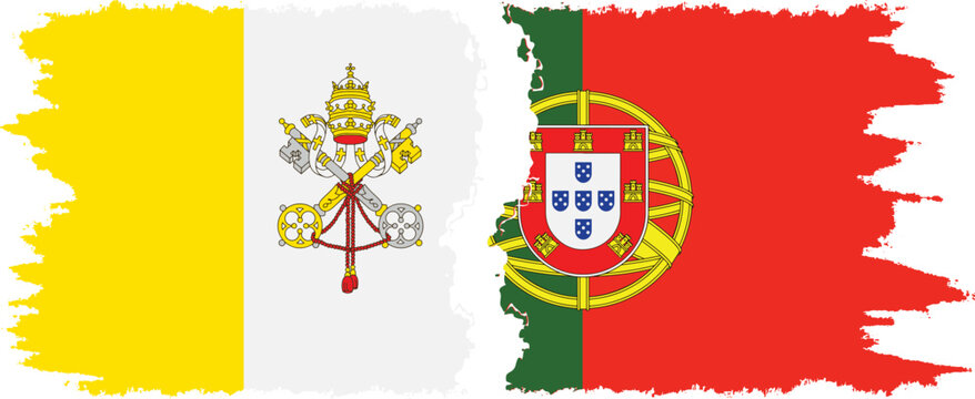 Portugal and Vatican grunge flags connection vector