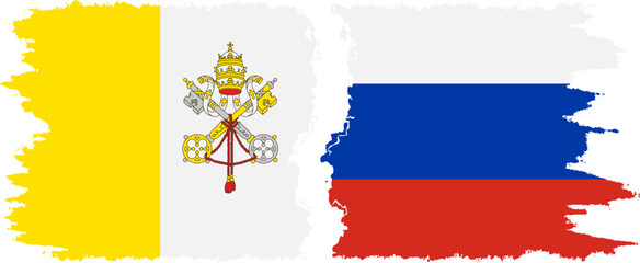 Russia and Vatican grunge flags connection vector