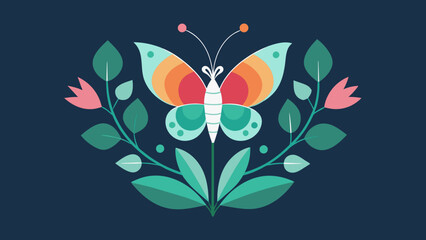 Floral Heart Vector with Butterfly Elegant Nature Inspired Illustration