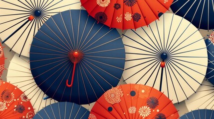 Modern seamless umbrella pattern. Backdrop, template, cover page.