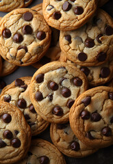Freshly Baked Chocolate Chip Cookies Close-up