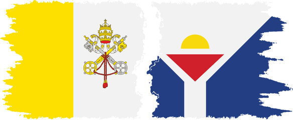 Saint Martin and Vatican grunge flags connection vector